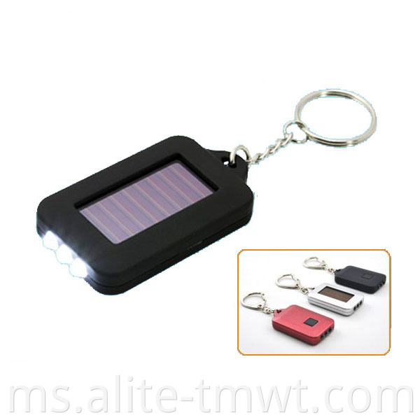 ABS Solar Powered Small 3 LED Solar LED Torch Light Keychain Lampu Kunci Plastik